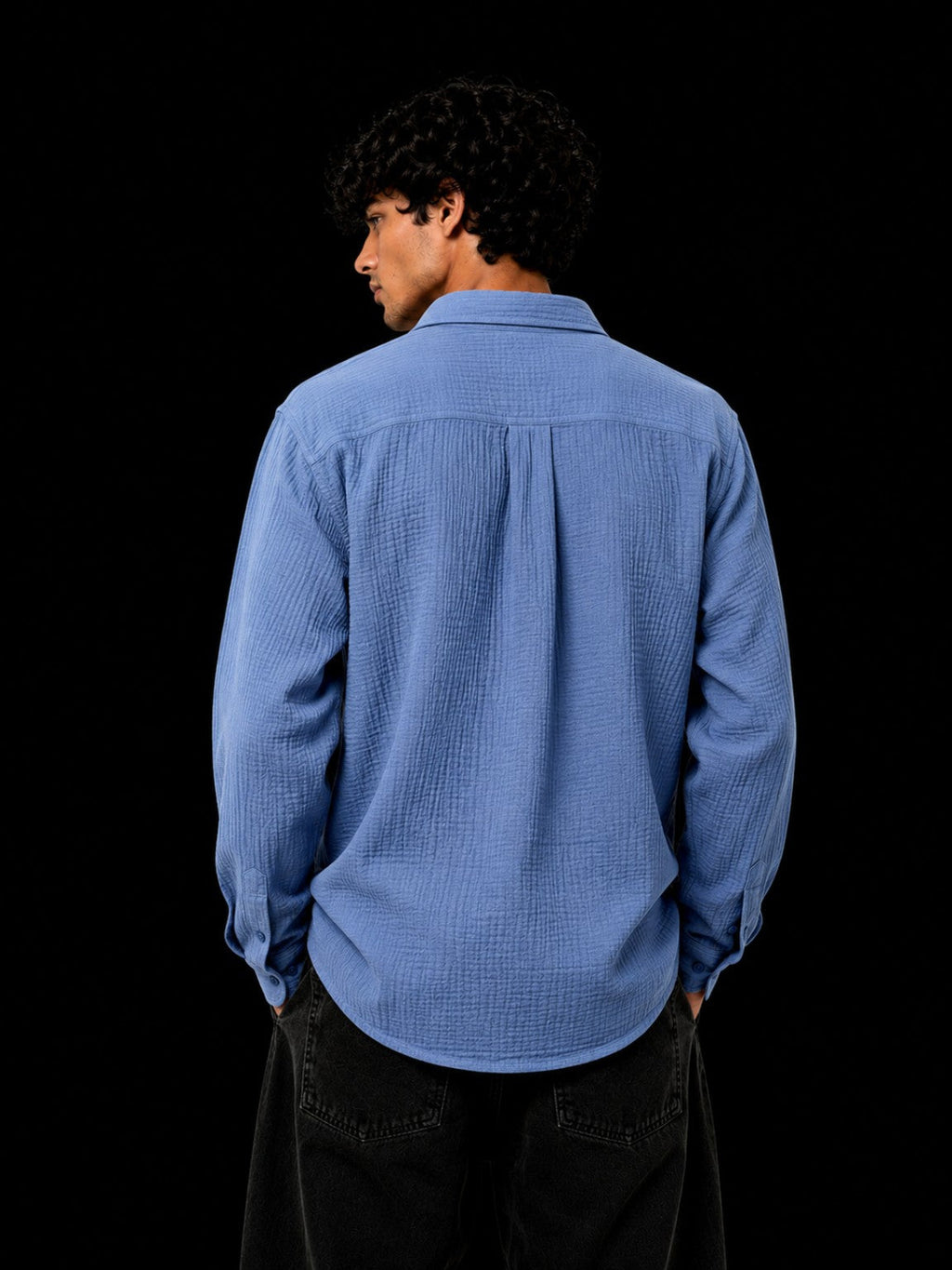 Cheesy Cotton Shirt Blue back