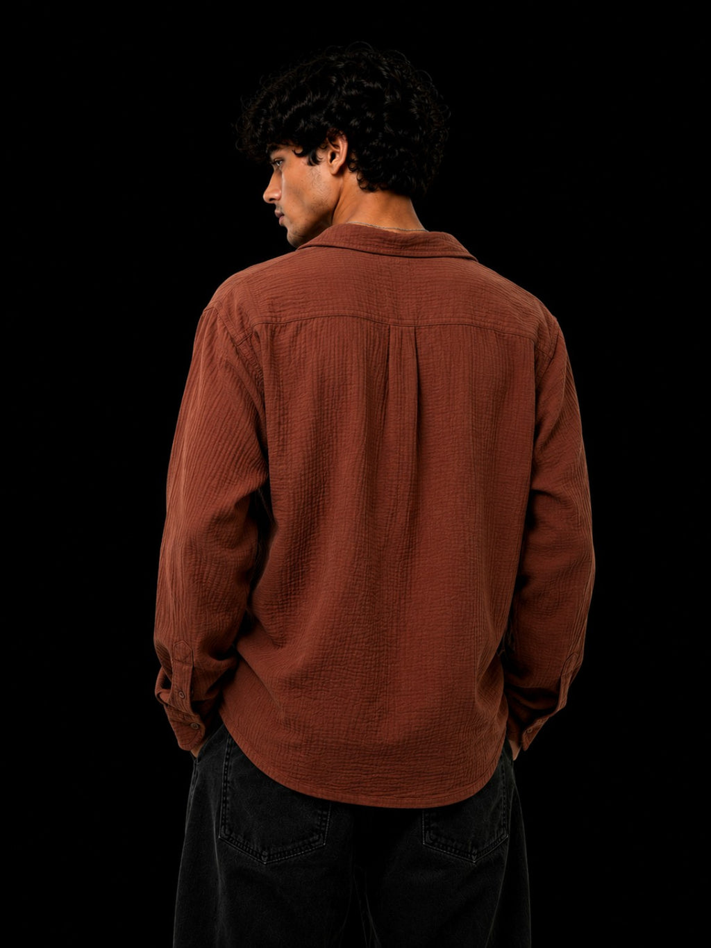 Cheesy Cotton Shirt Brown back