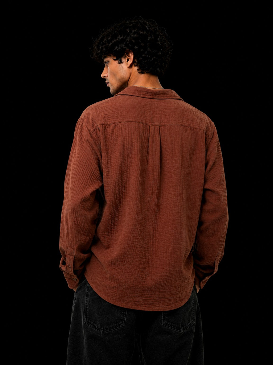Cheesy Cotton Shirt Brown back