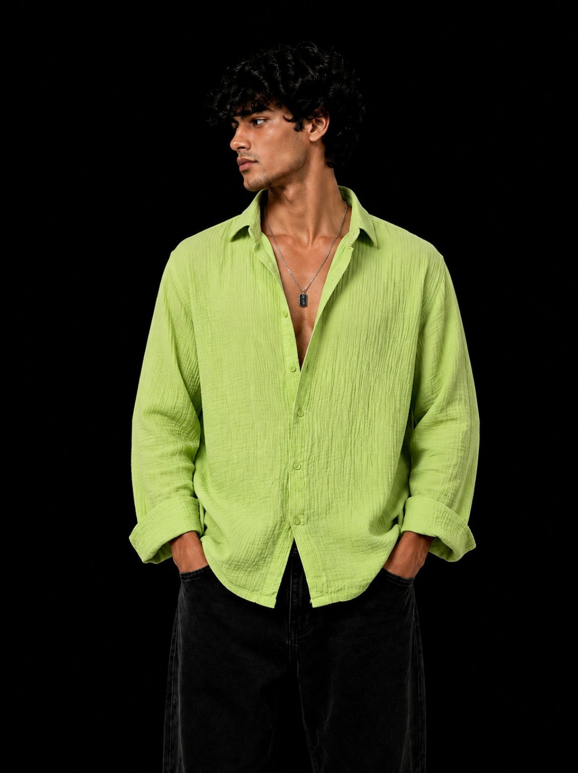 Cheesy Cotton Shirt Lime front